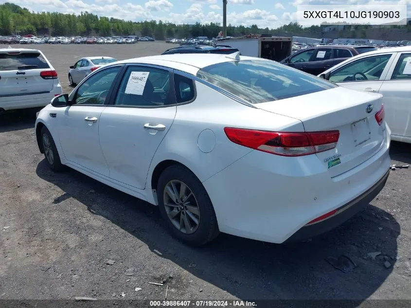 2018 Kia Optima Lx Turbo VIN: 5XXGT4L10JG190903 Lot: 39886407