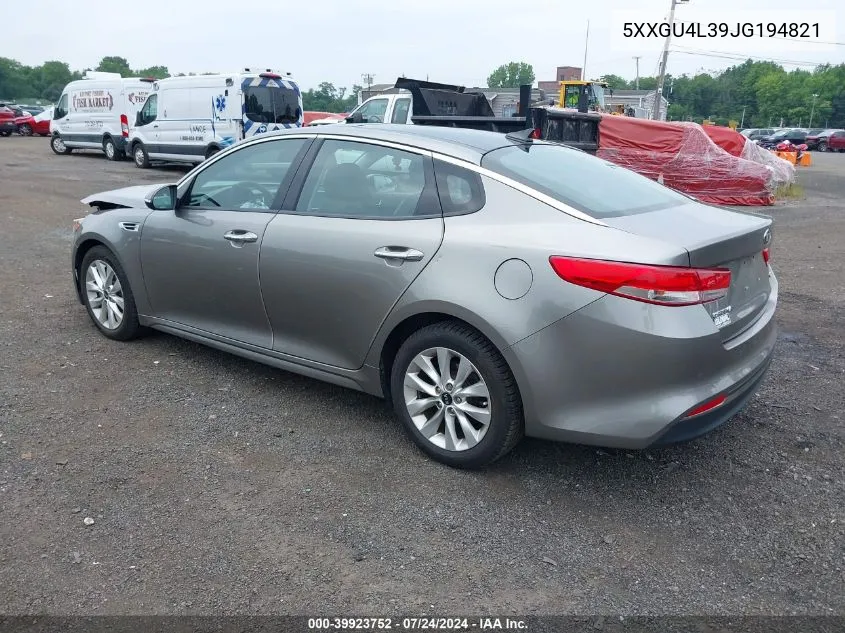 2018 Kia Optima Ex VIN: 5XXGU4L39JG194821 Lot: 39923752