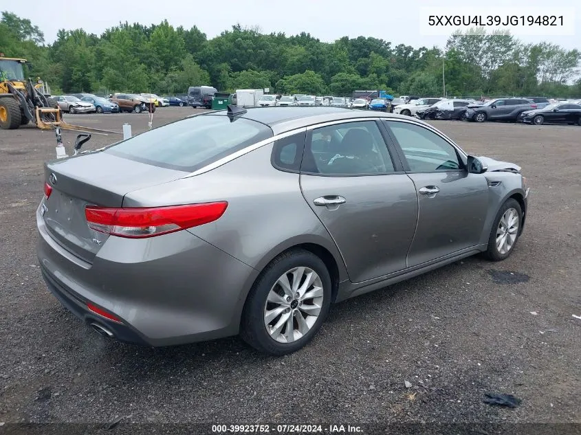 5XXGU4L39JG194821 2018 Kia Optima Ex