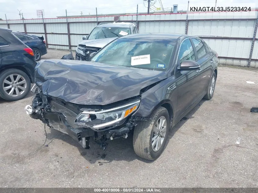 2018 Kia Optima Lx VIN: KNAGT4L33J5233424 Lot: 40019006