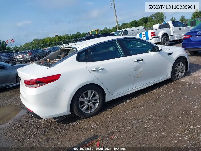 2018 Kia Optima Lx VIN: 5XXGT4L31JG235901 Lot: 40048650