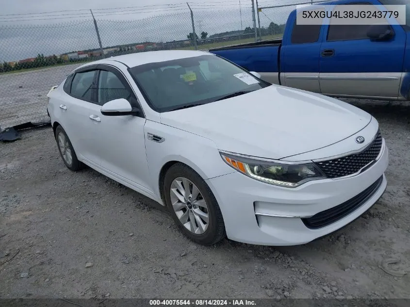 2018 Kia Optima Ex VIN: 5XXGU4L38JG243779 Lot: 40075544