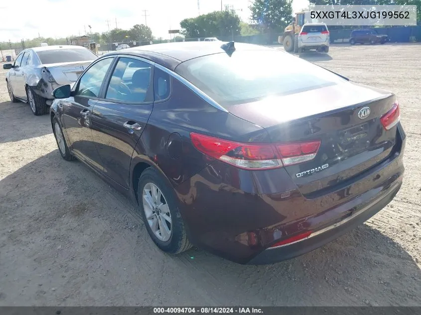 2018 Kia Optima Lx VIN: 5XXGT4L3XJG199562 Lot: 40094704