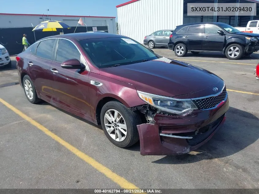 5XXGT4L31JG209430 2018 Kia Optima Lx