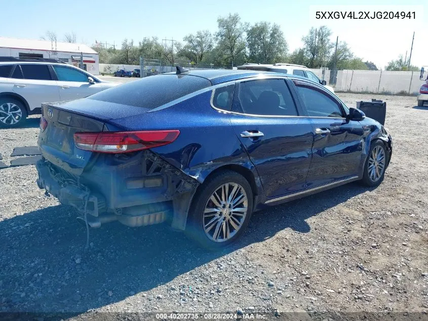 2018 Kia Optima Sx Turbo VIN: 5XXGV4L2XJG204941 Lot: 40202735