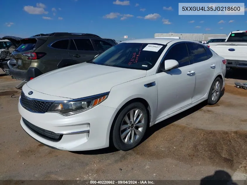 2018 Kia Optima Ex VIN: 5XXGU4L35JG218600 Lot: 40220662