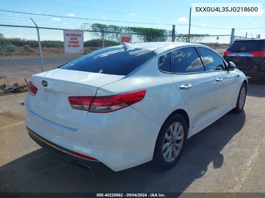 5XXGU4L35JG218600 2018 Kia Optima Ex