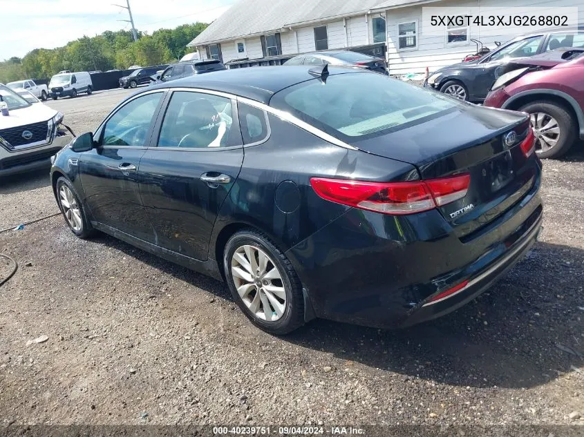 2018 Kia Optima Lx VIN: 5XXGT4L3XJG268802 Lot: 40239751