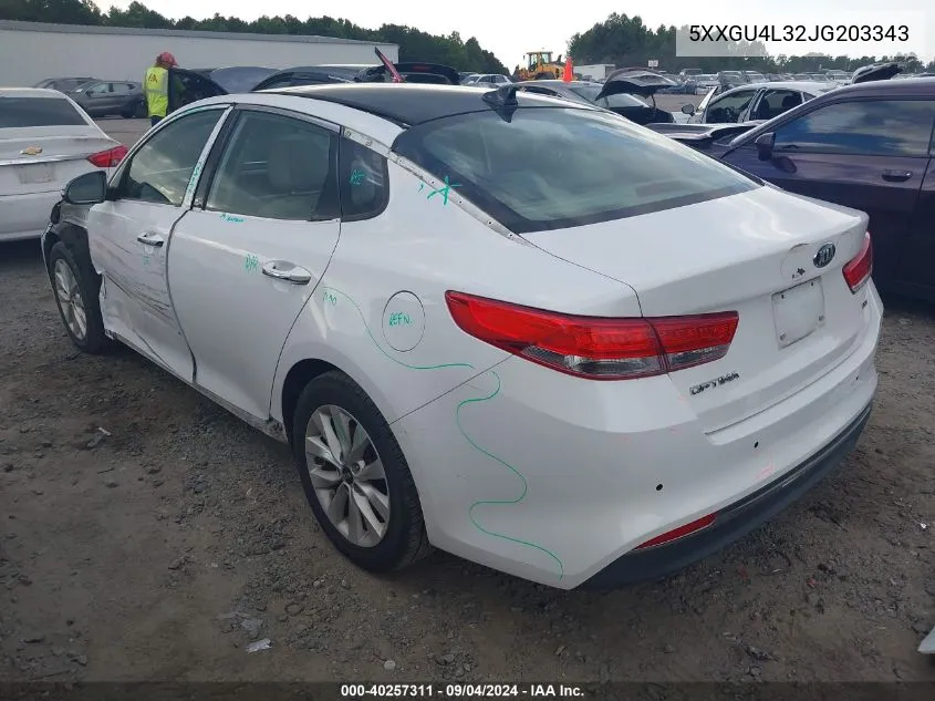 2018 Kia Optima Ex VIN: 5XXGU4L32JG203343 Lot: 40257311