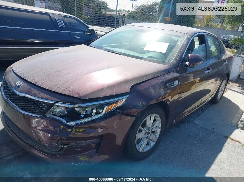 2018 Kia Optima Lx VIN: 5XXGT4L38JG226029 Lot: 40368986