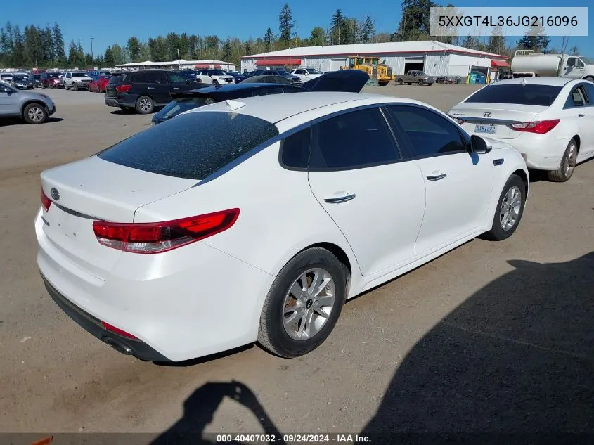 2018 Kia Optima Lx VIN: 5XXGT4L36JG216096 Lot: 40407032