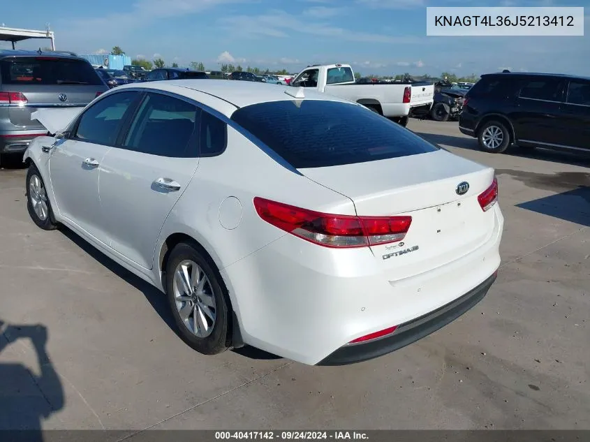 2018 Kia Optima Lx VIN: KNAGT4L36J5213412 Lot: 40417142