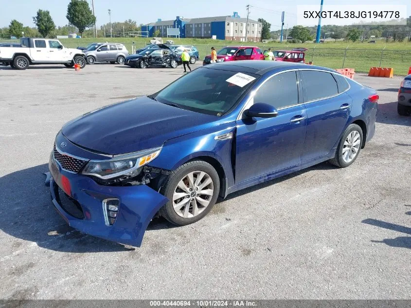 2018 Kia Optima Lx/S VIN: 5XXGT4L38JG194778 Lot: 40440694