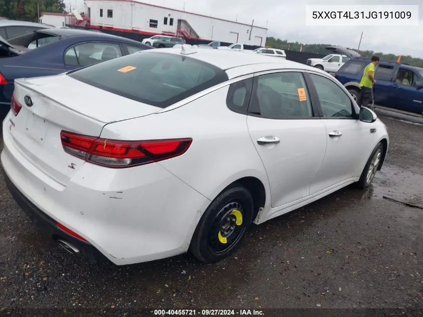 2018 Kia Optima S VIN: 5XXGT4L31JG191009 Lot: 40455721