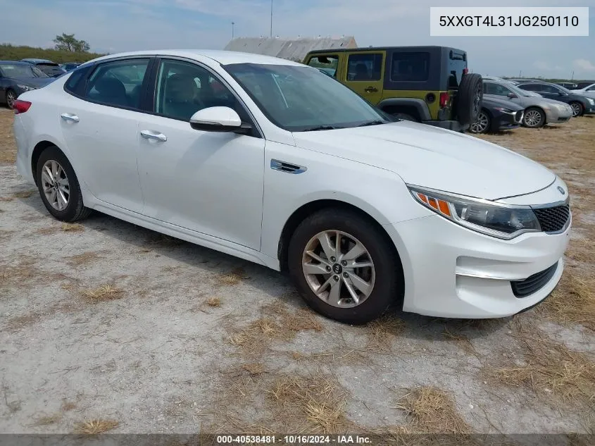 5XXGT4L31JG250110 2018 Kia Optima Lx