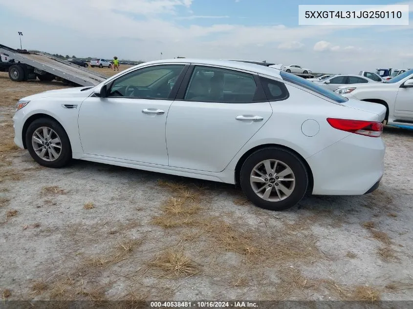 5XXGT4L31JG250110 2018 Kia Optima Lx