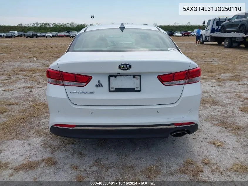 2018 Kia Optima Lx VIN: 5XXGT4L31JG250110 Lot: 40538481