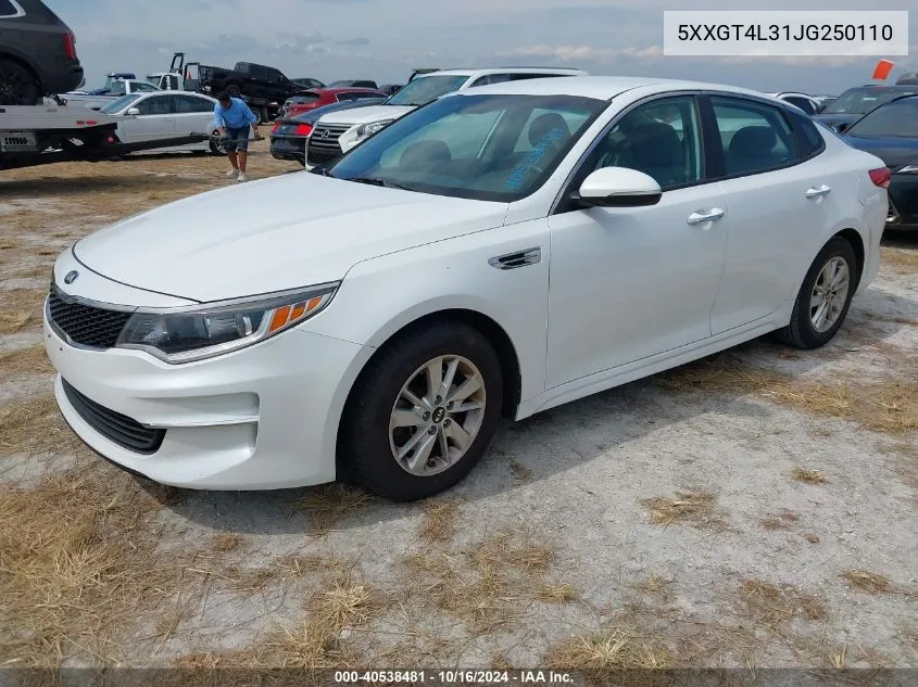 2018 Kia Optima Lx VIN: 5XXGT4L31JG250110 Lot: 40538481