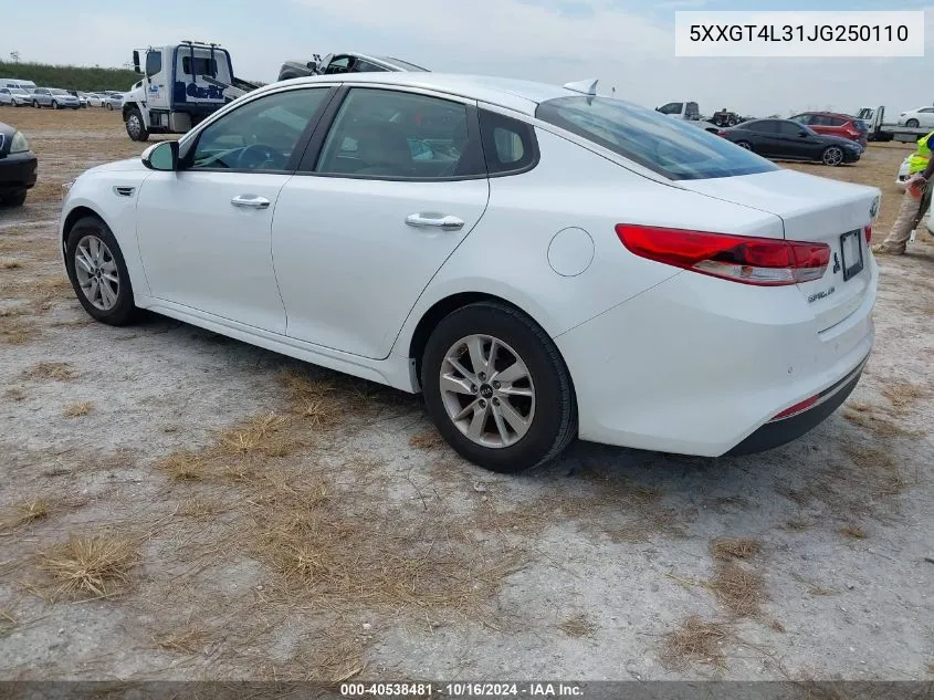 5XXGT4L31JG250110 2018 Kia Optima Lx