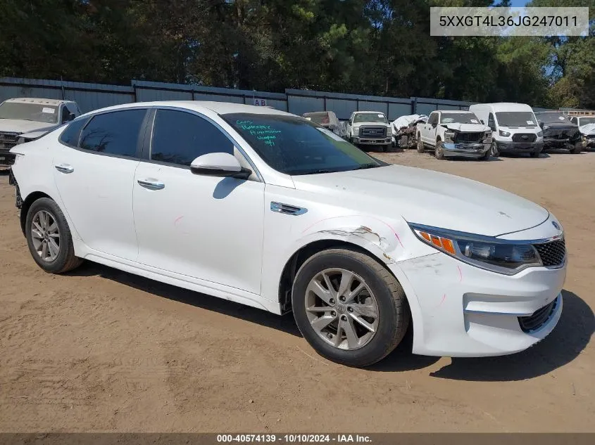 5XXGT4L36JG247011 2018 Kia Optima Lx