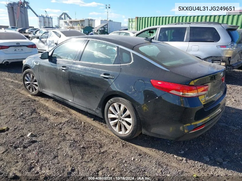 2018 Kia Optima Ex VIN: 5XXGU4L31JG249651 Lot: 40603038