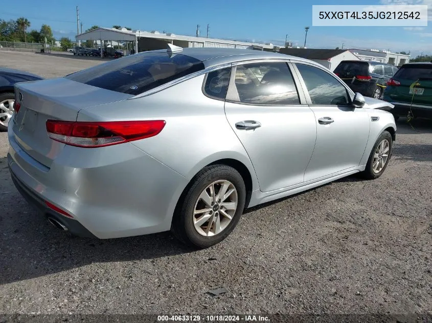 2018 Kia Optima Lx VIN: 5XXGT4L35JG212542 Lot: 40633129