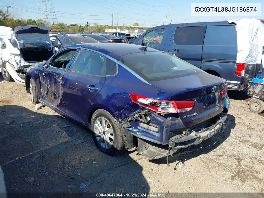 2018 Kia Optima Lx/S VIN: 5XXGT4L38JG186874 Lot: 40647064