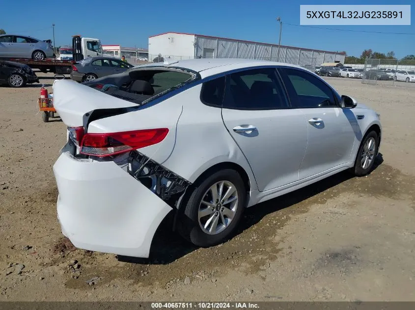 2018 Kia Optima Lx VIN: 5XXGT4L32JG235891 Lot: 40657511