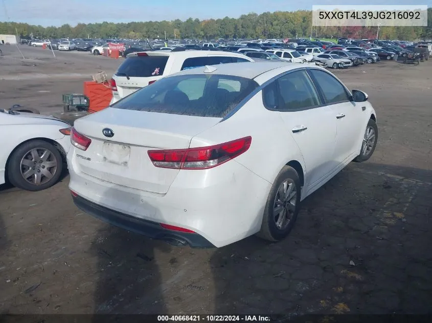 2018 Kia Optima Lx VIN: 5XXGT4L39JG216092 Lot: 40668421