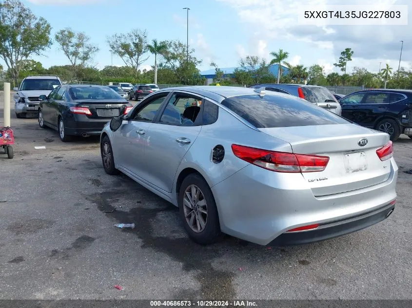 2018 Kia Optima Lx VIN: 5XXGT4L35JG227803 Lot: 40686573