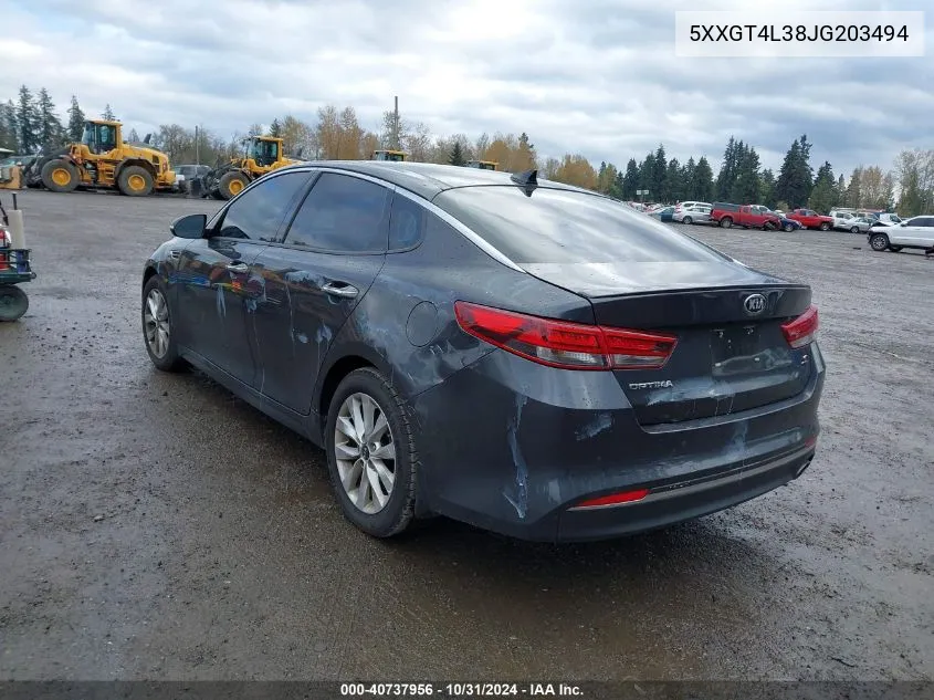 2018 Kia Optima S VIN: 5XXGT4L38JG203494 Lot: 40737956