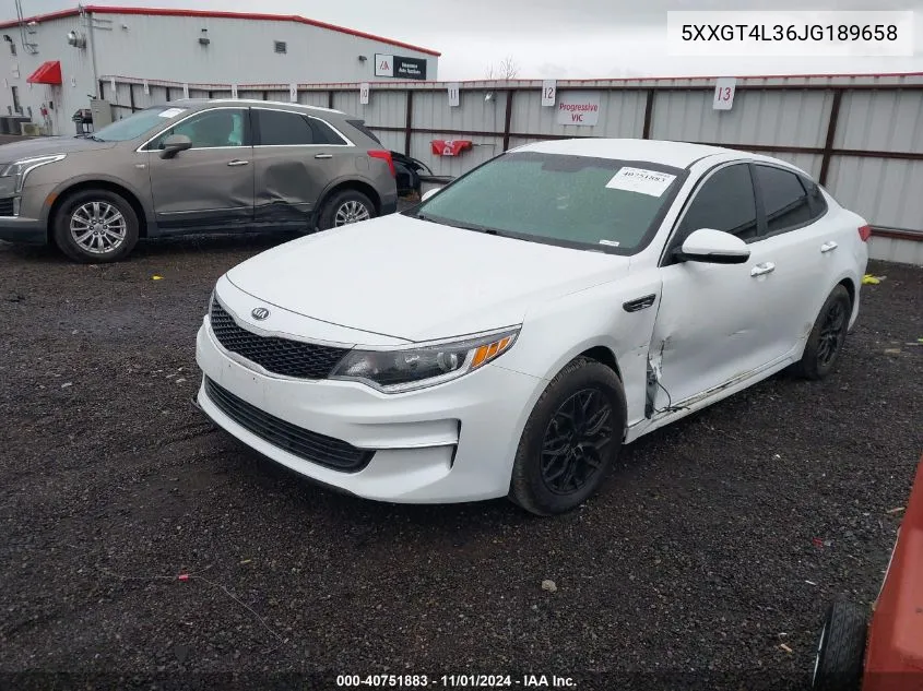 2018 Kia Optima Lx VIN: 5XXGT4L36JG189658 Lot: 40751883