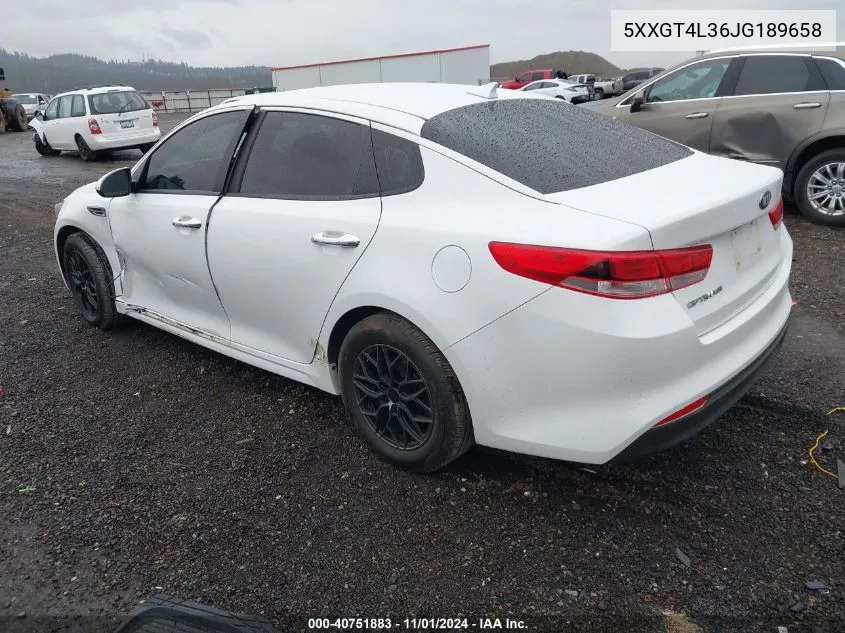 2018 Kia Optima Lx VIN: 5XXGT4L36JG189658 Lot: 40751883