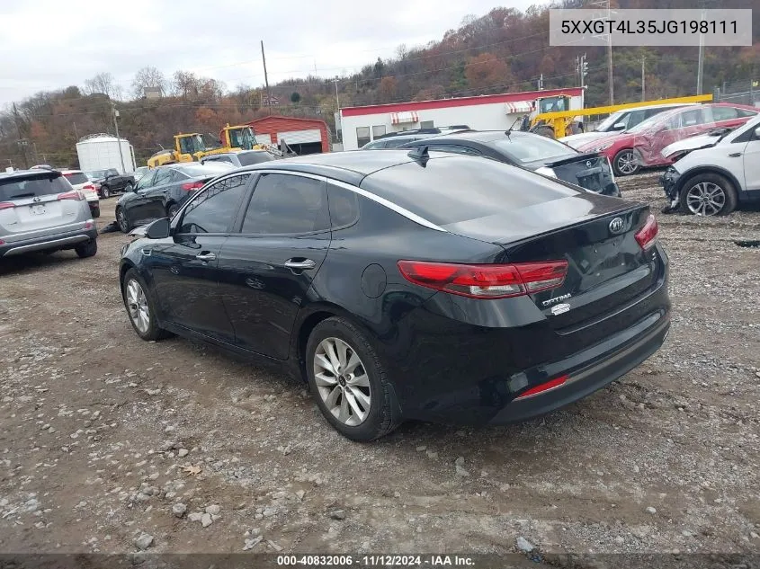 2018 Kia Optima S VIN: 5XXGT4L35JG198111 Lot: 40832006