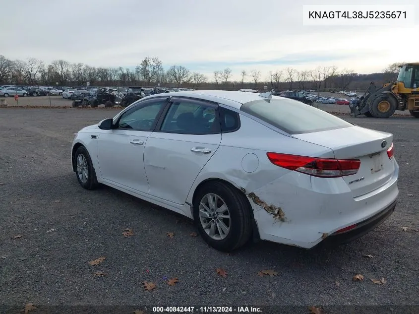 2018 Kia Optima Lx VIN: KNAGT4L38J5235671 Lot: 40842447