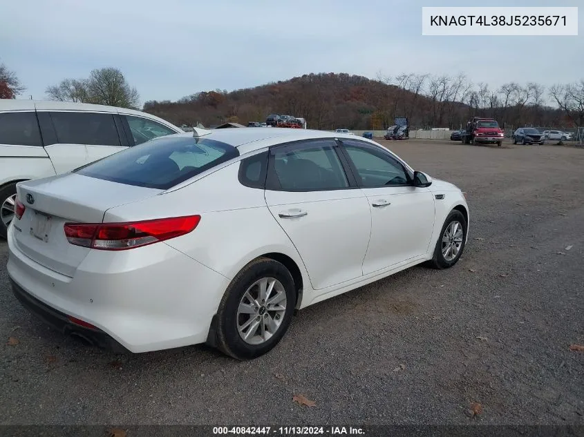 2018 Kia Optima Lx VIN: KNAGT4L38J5235671 Lot: 40842447