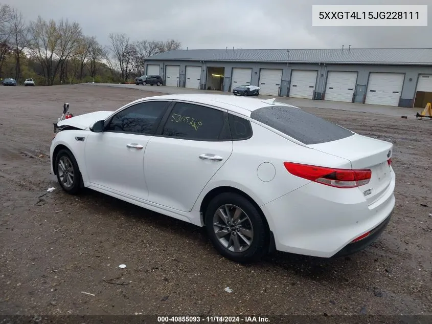 2018 Kia Optima Lx Turbo VIN: 5XXGT4L15JG228111 Lot: 40855093