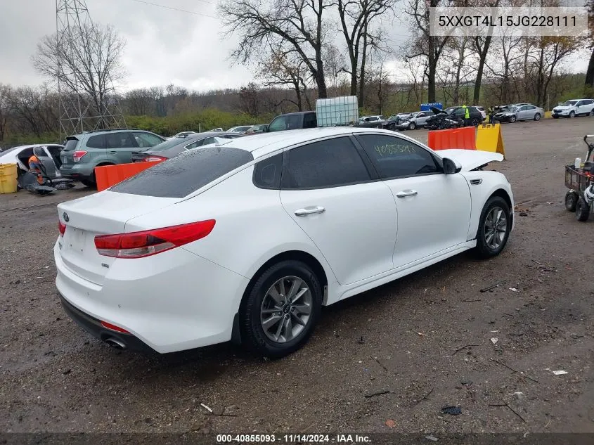 2018 Kia Optima Lx Turbo VIN: 5XXGT4L15JG228111 Lot: 40855093