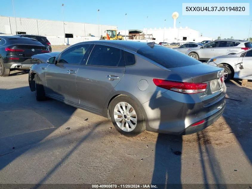 5XXGU4L37JG194820 2018 Kia Optima Ex