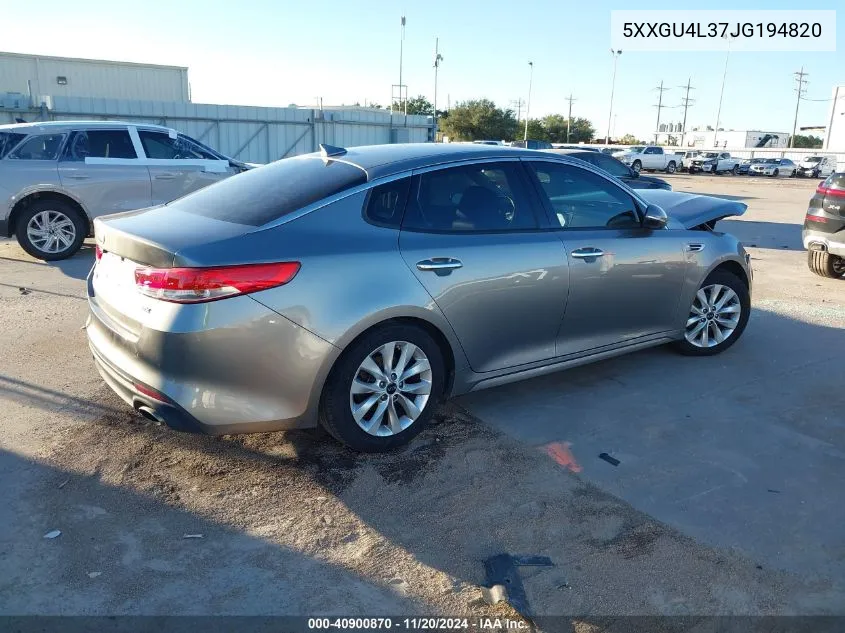 5XXGU4L37JG194820 2018 Kia Optima Ex