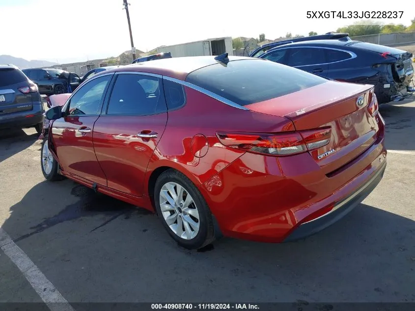 2018 Kia Optima S VIN: 5XXGT4L33JG228237 Lot: 40908740