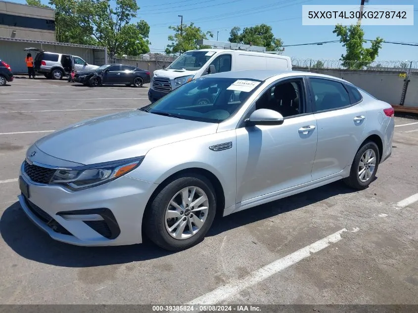 2019 Kia Optima Lx VIN: 5XXGT4L30KG278742 Lot: 39385824