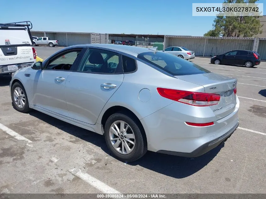 2019 Kia Optima Lx VIN: 5XXGT4L30KG278742 Lot: 39385824