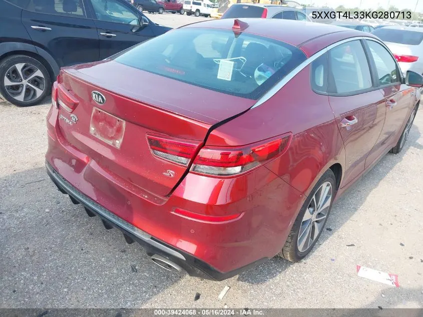 2019 Kia Optima S VIN: 5XXGT4L33KG280713 Lot: 39424068