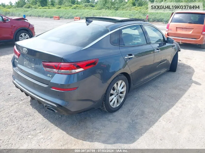 2019 Kia Optima Ex VIN: 5XXGU4L19KG378494 Lot: 39735759