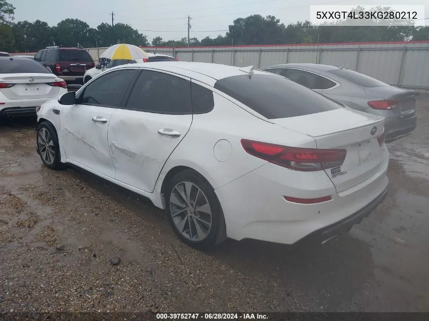 5XXGT4L33KG280212 2019 Kia Optima S