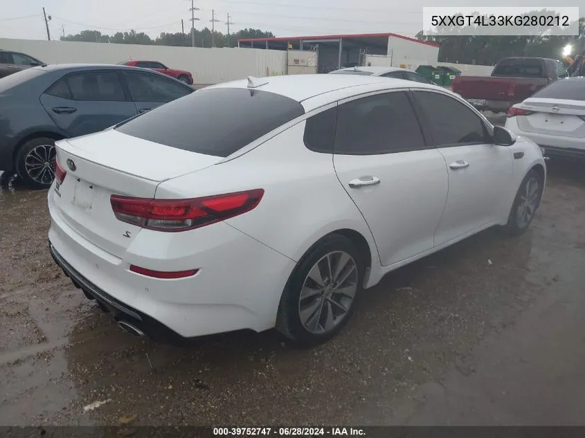 2019 Kia Optima S VIN: 5XXGT4L33KG280212 Lot: 39752747