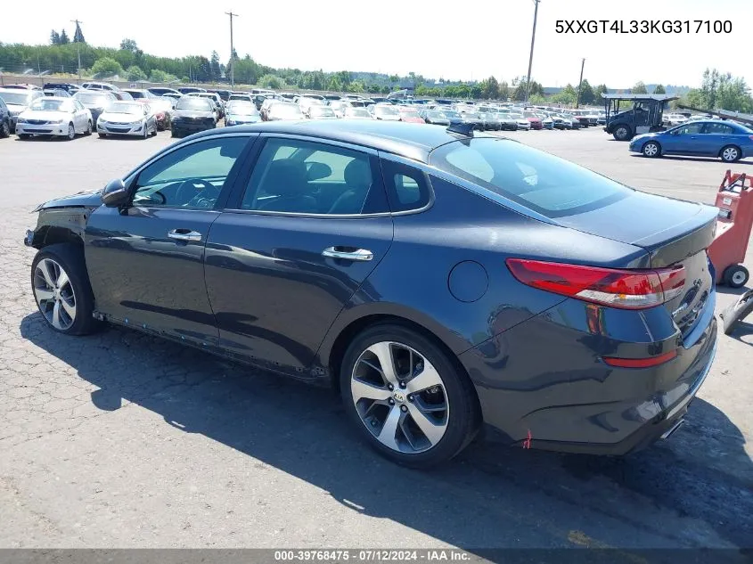 2019 Kia Optima S VIN: 5XXGT4L33KG317100 Lot: 39768475