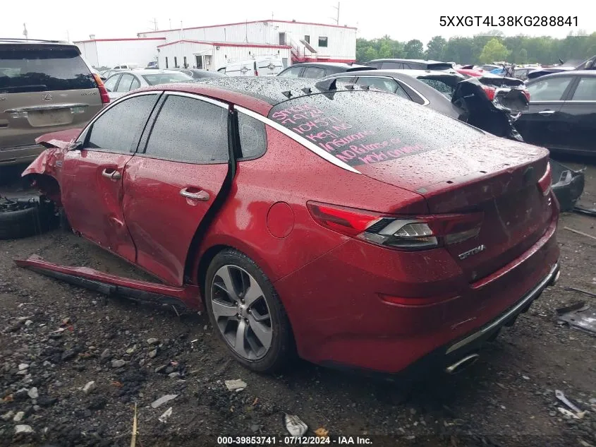 2019 Kia Optima S VIN: 5XXGT4L38KG288841 Lot: 39853741