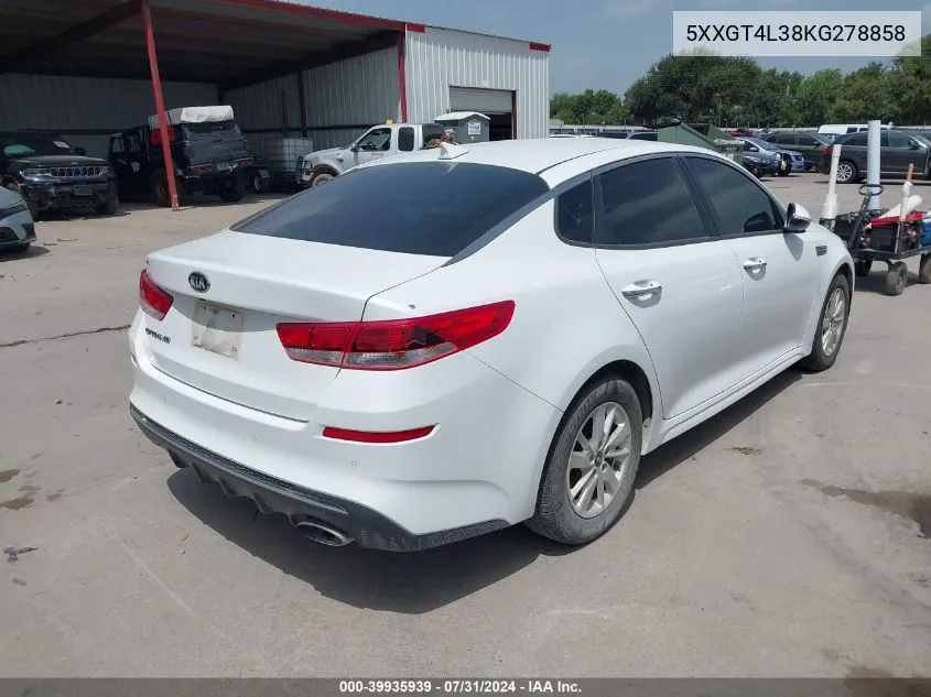 2019 Kia Optima Lx VIN: 5XXGT4L38KG278858 Lot: 39935939